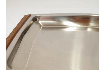 デンマーク　シンプルなデザインで取り入れやすいステンレストレー&ティーポット&ROSTFREIフォーク6本セット(ロストフライ、キッチン雑貨、北欧雑貨、カトラリー、テーブルウェア)(R-070714)