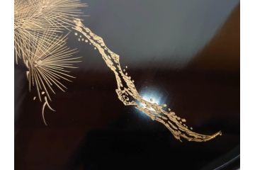明治〜大正　木製漆器　緻密に描かれた松の金蒔絵が高級感溢れるお櫃・お盆・しゃもじセット(トレー、トレイ、おひつ、松の実、行器、飯器、伝統和食器)(R-070716)