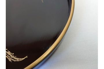 明治〜大正　木製漆器　緻密に描かれた松の金蒔絵が高級感溢れるお櫃・お盆・しゃもじセット(トレー、トレイ、おひつ、松の実、行器、飯器、伝統和食器)(R-070716)