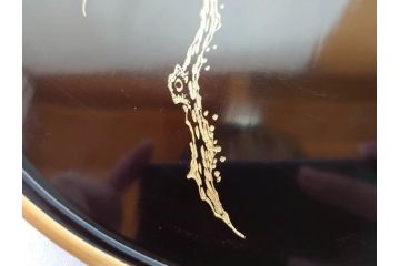 明治〜大正　木製漆器　緻密に描かれた松の金蒔絵が高級感溢れるお櫃・お盆・しゃもじセット(トレー、トレイ、おひつ、松の実、行器、飯器、伝統和食器)(R-070717)