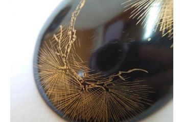 明治〜大正　木製漆器　緻密に描かれた松の金蒔絵が高級感溢れるお櫃・お盆・しゃもじセット(トレー、トレイ、おひつ、松の実、行器、飯器、伝統和食器)(R-070717)