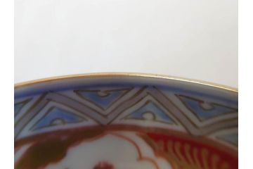 上手物　明治期　伊万里　二重角冨(角富)　金襴手　約17cm　5.6寸　精功に描かれた色絵が目を惹く中皿5枚セット(桃図、鳳凰、花鳥文、深皿、和皿、和食器、五寸六分)(R-070718)