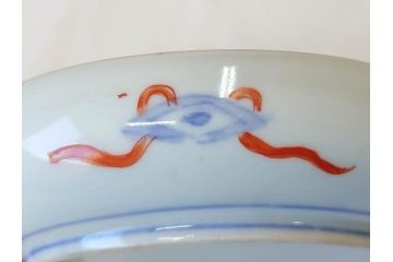 上手物　明治期　伊万里　二重角冨(角富)　金襴手　約17cm　5.6寸　精功に描かれた色絵が目を惹く中皿5枚セット(桃図、鳳凰、花鳥文、深皿、和皿、和食器、五寸六分)(R-070718)