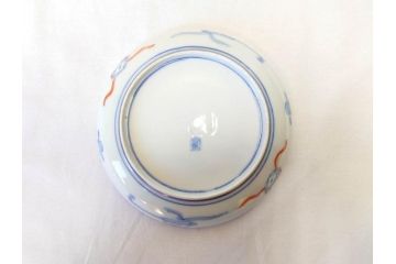 上手物　明治期　伊万里　二重角冨(角富)　金襴手　約17cm　5.6寸　精功に描かれた色絵が目を惹く中皿5枚セット(桃図、鳳凰、花鳥文、深皿、和皿、和食器、五寸六分)(R-070719)