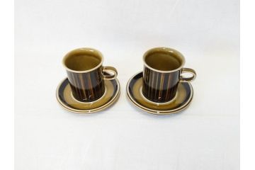 ARABIA FINLAND　Kosmos(コスモス)　Ulla Procope(ウラ・プロコッペ)　コスモスの花びらを表現したラインが魅力のコーヒーカップ&ソーサー2客セット(アラビア、フィンランド、Sモデル、北欧食器、C&S)(R-070721)