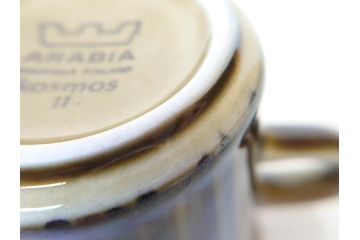 ARABIA FINLAND　Kosmos(コスモス)　Ulla Procope(ウラ・プロコッペ)　コスモスの花びらを表現したラインが魅力のコーヒーカップ&ソーサー2客セット(アラビア、フィンランド、Sモデル、北欧食器、C&S)(R-070721)