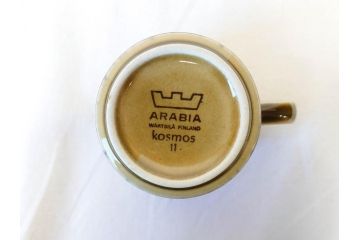 ARABIA FINLAND　Kosmos(コスモス)　Ulla Procope(ウラ・プロコッペ)　コスモスの花びらを表現したラインが魅力のコーヒーカップ&ソーサー2客セット(アラビア、フィンランド、Sモデル、北欧食器、C&S)(R-070721)