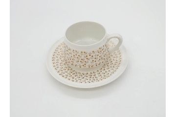 ARABIA FINLAND　Kimmel(キンメル)　金色の小さい花が可愛らしいカップ&ソーサー4客セット(アラビア、フィンランド、北欧食器、C&S)(R-070722)