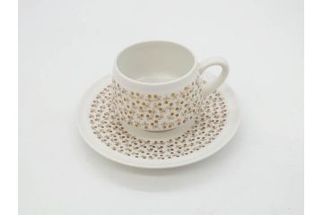 ARABIA FINLAND　Kimmel(キンメル)　金色の小さい花が可愛らしいカップ&ソーサー4客セット(アラビア、フィンランド、北欧食器、C&S)(R-070722)