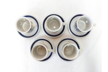 ARABIA FINLAND　Anemone(アネモネ)　Ulla Procope(ウラ・プロコッペ)　落ち着いた色合いが上品な雰囲気を高めるコーヒーカップ&ソーサー5客セット(アラビア、フィンランド、Sモデル、C&S、北欧食器)(R-070723)