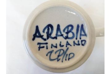ARABIA FINLAND　Anemone(アネモネ)　Ulla Procope(ウラ・プロコッペ)　落ち着いた色合いが上品な雰囲気を高めるコーヒーカップ&ソーサー5客セット(アラビア、フィンランド、Sモデル、C&S、北欧食器)(R-070723)