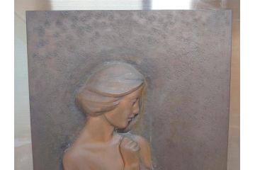 金工芸術家　若山裕昭(HIROAKI WAKAYAMA)　「裸婦」 1985 METAL WORK　なめらかな曲線が美しいブロンズレリーフ(銅板、置物、オブジェ、箱付き)(R-070729)
