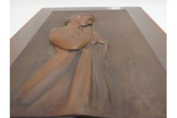 金工芸術家　若山裕昭(HIROAKI WAKAYAMA)　「裸婦」 1985 METAL WORK　なめらかな曲線が美しいブロンズレリーフ(銅板、置物、オブジェ、箱付き)(R-070729)