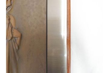 金工芸術家　若山裕昭(HIROAKI WAKAYAMA)　「裸婦」 1985 METAL WORK　なめらかな曲線が美しいブロンズレリーフ(銅板、置物、オブジェ、箱付き)(R-070729)