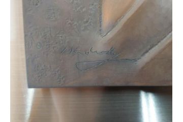 金工芸術家　若山裕昭(HIROAKI WAKAYAMA)　「裸婦」 1985 METAL WORK　なめらかな曲線が美しいブロンズレリーフ(銅板、置物、オブジェ、箱付き)(R-070729)