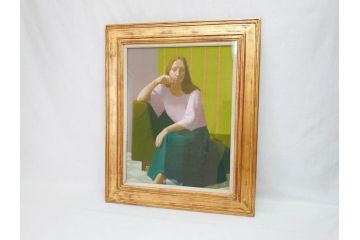 中村清治　「婦人像」　10号(F10)　1974　柔和な雰囲気が魅力的な絵画(額装、油絵、油彩)(R-070731)