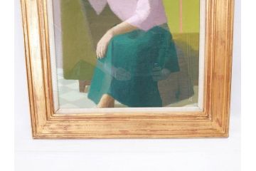 中村清治　「婦人像」　10号(F10)　1974　柔和な雰囲気が魅力的な絵画(額装、油絵、油彩)(R-070731)