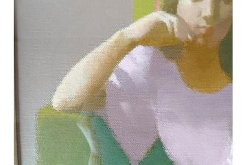 中村清治　「婦人像」　10号(F10)　1974　柔和な雰囲気が魅力的な絵画(額装、油絵、油彩)(R-070731)