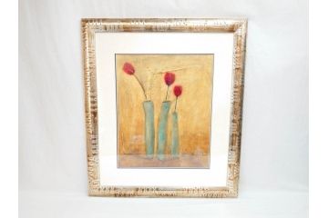 SOPHIE HALLONQUIST(ソフィー・ハロンクイスト)　花　味わい深い雰囲気溢れる蜜蝋画(絵画、額装)(R-070732)