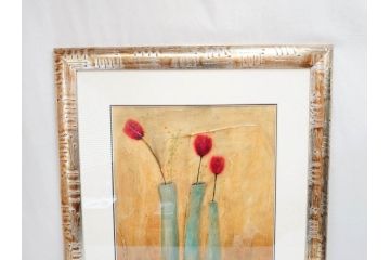 SOPHIE HALLONQUIST(ソフィー・ハロンクイスト)　花　味わい深い雰囲気溢れる蜜蝋画(絵画、額装)(R-070732)