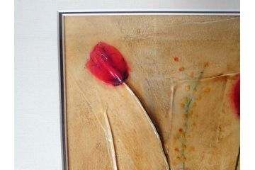 SOPHIE HALLONQUIST(ソフィー・ハロンクイスト)　花　味わい深い雰囲気溢れる蜜蝋画(絵画、額装)(R-070732)