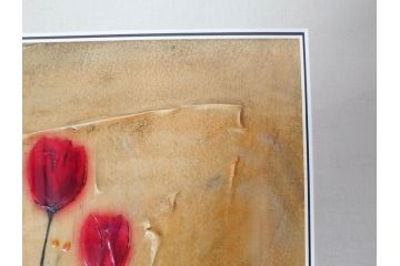 SOPHIE HALLONQUIST(ソフィー・ハロンクイスト)　花　味わい深い雰囲気溢れる蜜蝋画(絵画、額装)(R-070732)