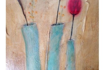 SOPHIE HALLONQUIST(ソフィー・ハロンクイスト)　花　味わい深い雰囲気溢れる蜜蝋画(絵画、額装)(R-070732)