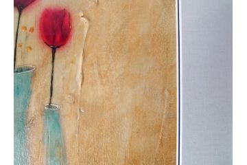 SOPHIE HALLONQUIST(ソフィー・ハロンクイスト)　花　味わい深い雰囲気溢れる蜜蝋画(絵画、額装)(R-070732)