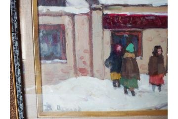 現代ソビエト絵画　アラロフB.H.　月光荘取り扱い　「冬のザゴルスク」　油絵(油彩、風景画、額装)(R-070733)