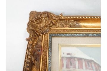 現代ソビエト絵画　アラロフB.H.　月光荘取り扱い　「冬のザゴルスク」　油絵(油彩、風景画、額装)(R-070733)