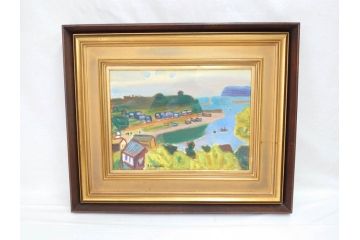 洋画家　鈴木信太郎　眞鶴新線　8号(P8)　優しいタッチが印象的な油彩(油絵、絵画、風景画、額装)(R-070734)