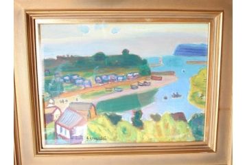 洋画家　鈴木信太郎　眞鶴新線　8号(P8)　優しいタッチが印象的な油彩(油絵、絵画、風景画、額装)(R-070734)