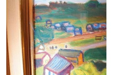 洋画家　鈴木信太郎　眞鶴新線　8号(P8)　優しいタッチが印象的な油彩(油絵、絵画、風景画、額装)(R-070734)