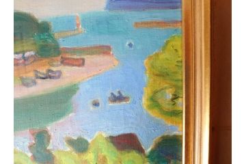 洋画家　鈴木信太郎　眞鶴新線　8号(P8)　優しいタッチが印象的な油彩(油絵、絵画、風景画、額装)(R-070734)