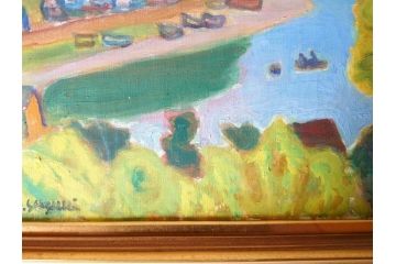 洋画家　鈴木信太郎　眞鶴新線　8号(P8)　優しいタッチが印象的な油彩(油絵、絵画、風景画、額装)(R-070734)