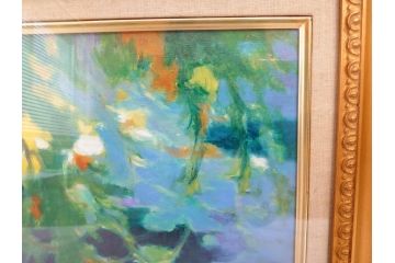 遊馬正　「睡蓮」　1978　4号(F4)　柔らかな風を感じる油彩(油絵、絵画、風景画、額装、ASOMA TADASHI)(R-070735)