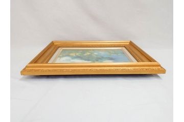 遊馬正　「睡蓮」　1978　4号(F4)　柔らかな風を感じる油彩(油絵、絵画、風景画、額装、ASOMA TADASHI)(R-070735)