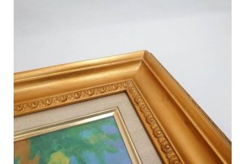 遊馬正　「睡蓮」　1978　4号(F4)　柔らかな風を感じる油彩(油絵、絵画、風景画、額装、ASOMA TADASHI)(R-070735)