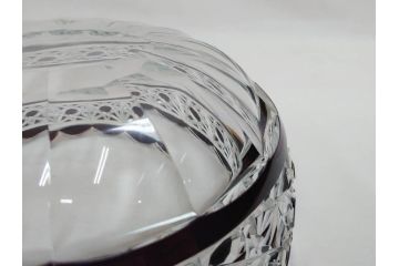 大正〜昭和初期　切子　細やかな意匠が施されたボウル&皿6枚セット(ガラス、硝子、深皿)(R-070736)