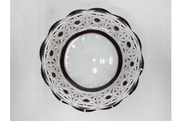 大正〜昭和初期　切子　細やかな意匠が施されたボウル&皿6枚セット(ガラス、硝子、深皿)(R-070736)