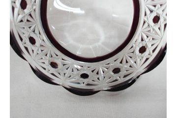 大正〜昭和初期　切子　細やかな意匠が施されたボウル&皿6枚セット(ガラス、硝子、深皿)(R-070736)