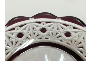 大正〜昭和初期　切子　細やかな意匠が施されたボウル&皿6枚セット(ガラス、硝子、深皿)(R-070736)