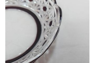 大正〜昭和初期　切子　細やかな意匠が施されたボウル&皿6枚セット(ガラス、硝子、深皿)(R-070736)