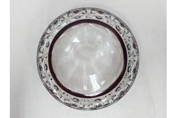 大正〜昭和初期　切子　細やかな意匠が施されたボウル&皿6枚セット(ガラス、硝子、深皿)(R-070736)