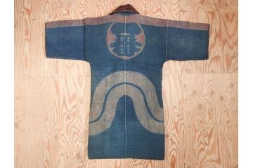 大正期　火消し　第二区一番組　小頭　刺し子　半纏(消防、古布、刺子)(R-070737)