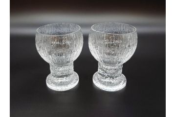 ヴィンテージ　廃番　iittala(イッタラ)　Kekkerit(ケッケリト)　氷の彫刻のような美しく存在感のあるショットグラス6客セット(ミニグラス、ガラス、箱付き、ビンテージ、北欧食器)(R-070739)