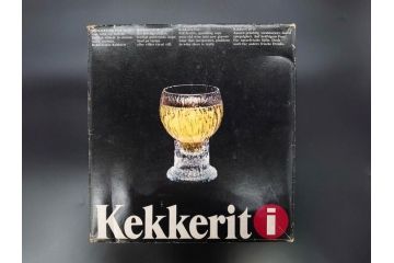 ヴィンテージ　廃番　iittala(イッタラ)　Kekkerit(ケッケリト)　氷の彫刻のような美しく存在感のあるショットグラス6客セット(ミニグラス、ガラス、箱付き、ビンテージ、北欧食器)(R-070739)