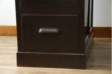 和製アンティーク　ナラ材　どっしりとした佇まいの組立式両袖机(ニーホールデスク、ワークデスク、オフィスデスク、在宅ワーク、在宅用)(R-070746)