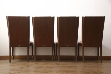 中古　カリモク家具(karimoku)　domani(ドマーニ)　Forza(フォルザ)シリーズ　華やかなファブリックが空間に彩を添えるダイニングチェア4脚セット(ダイニングチェア、椅子、バラ売り可能)(定価4脚で約84万円)(R-070749)