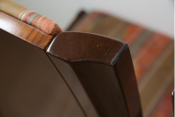 中古　カリモク家具(karimoku)　domani(ドマーニ)　Forza(フォルザ)シリーズ　華やかなファブリックが空間に彩を添えるダイニングチェア4脚　セット定価約84万円相当　(R-070749)